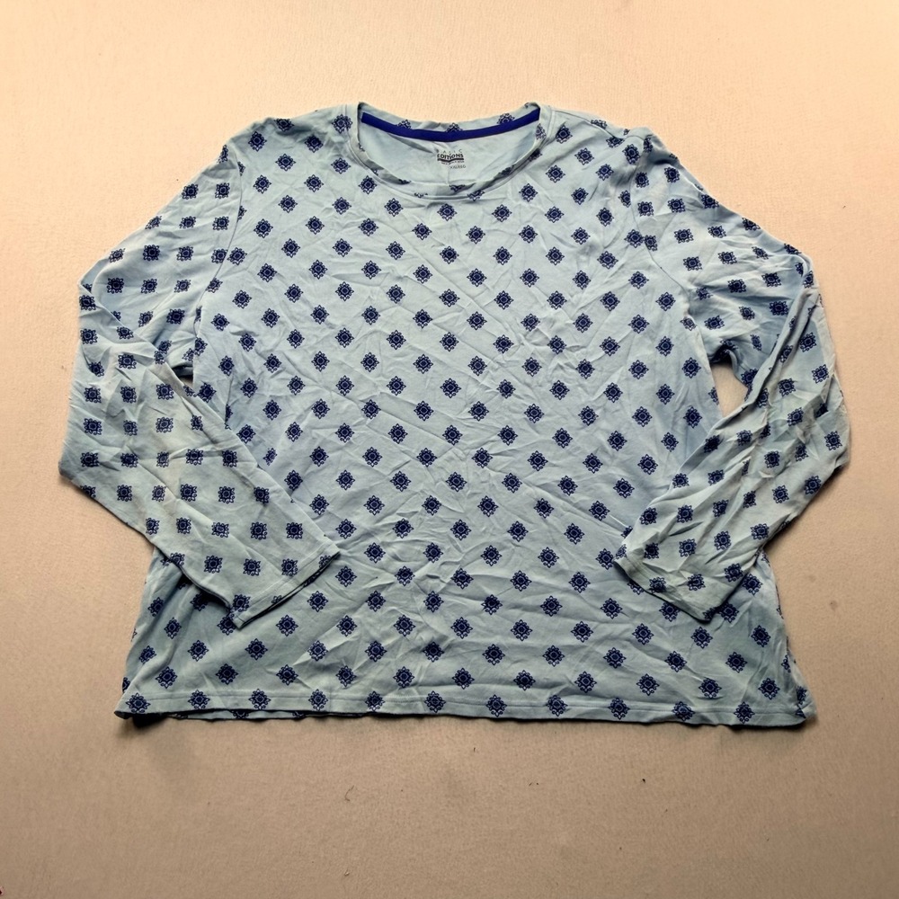 Basic Editions Top Womens Double Extra Large Blue Excellent Medallion Print